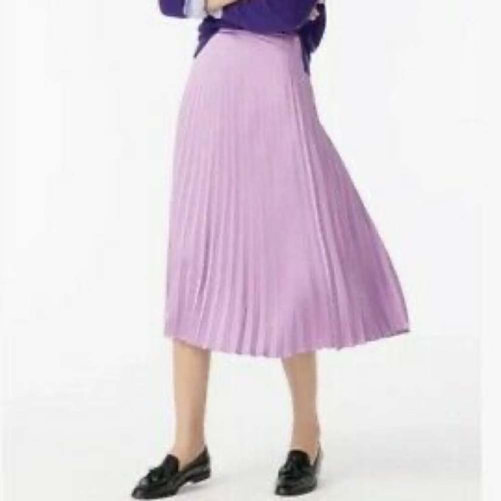 J Crew Pleated Midi Skirt Size 2 Wisteria Purple NEW